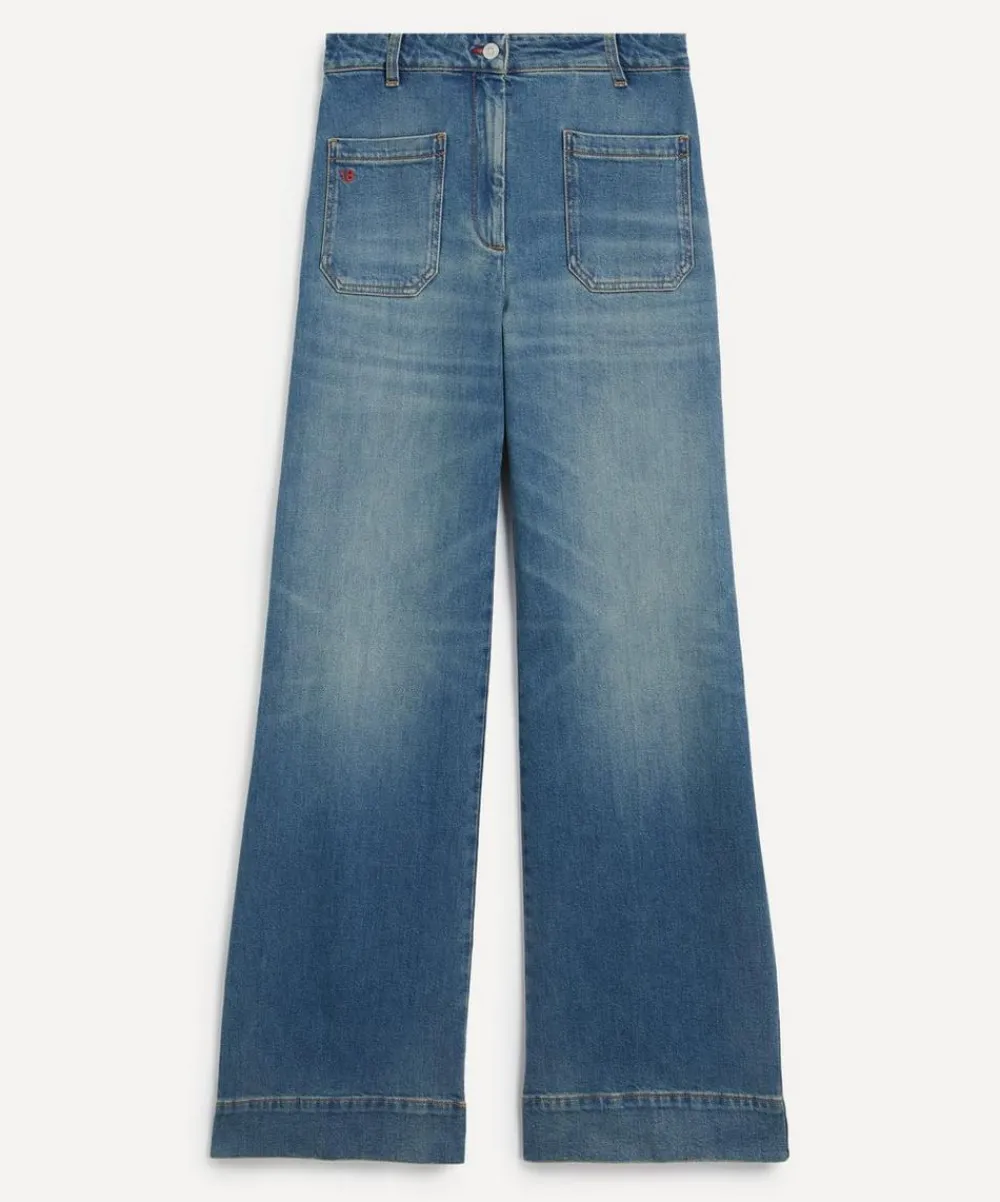 Victoria Beckham Jeans^Alina High Waisted Jeans in Washed Blue