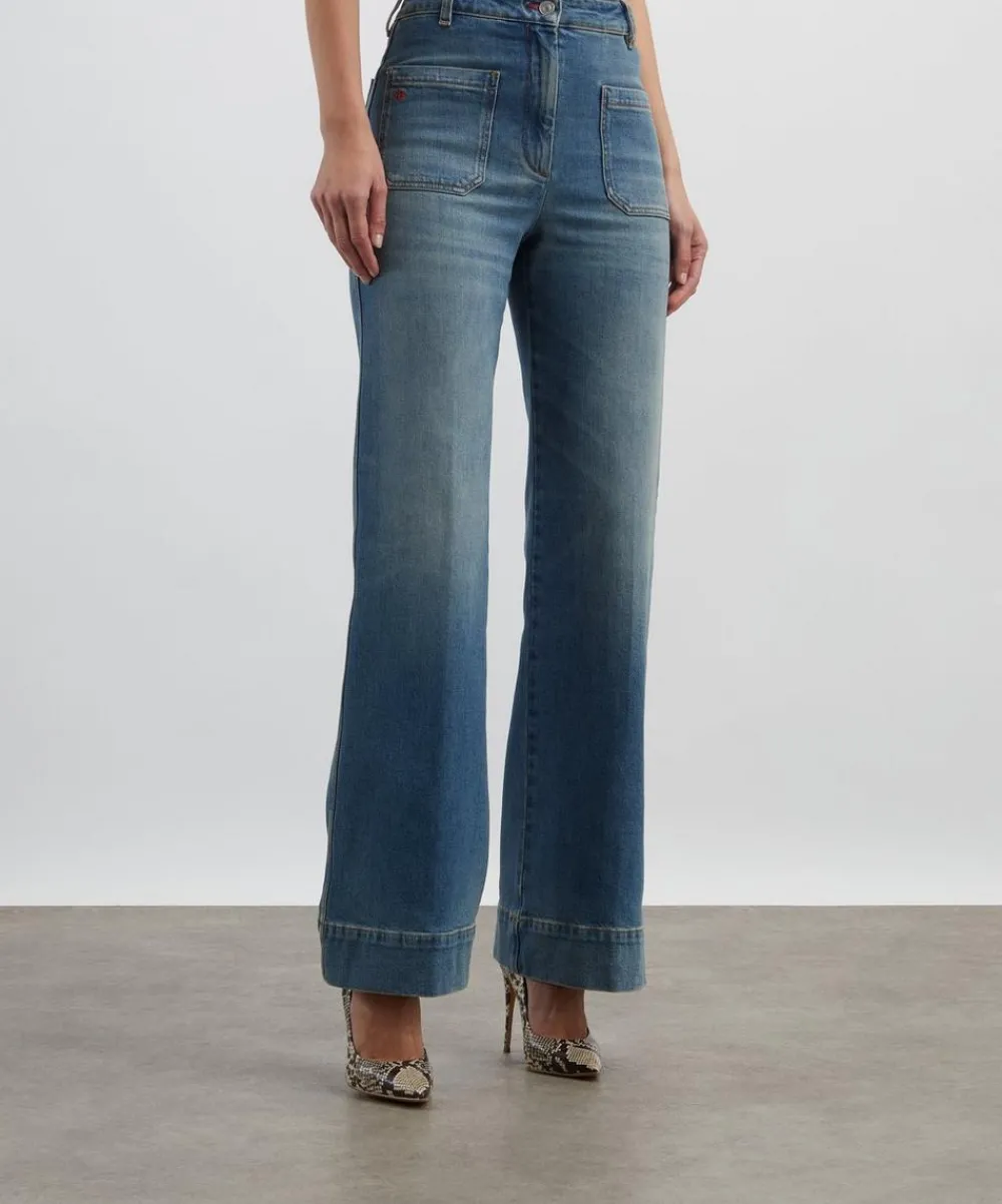 Victoria Beckham Jeans^Alina High Waisted Jeans in Washed Blue