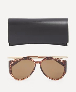 Saint Laurent Sunglasses & Glasses^Amelia Floating Injection Havana Frame Sunglasses