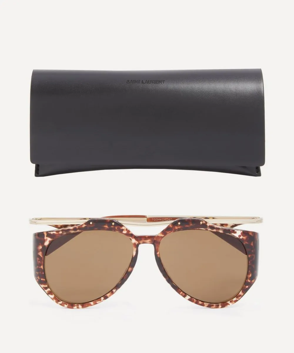 Saint Laurent Sunglasses & Glasses^Amelia Floating Injection Havana Frame Sunglasses