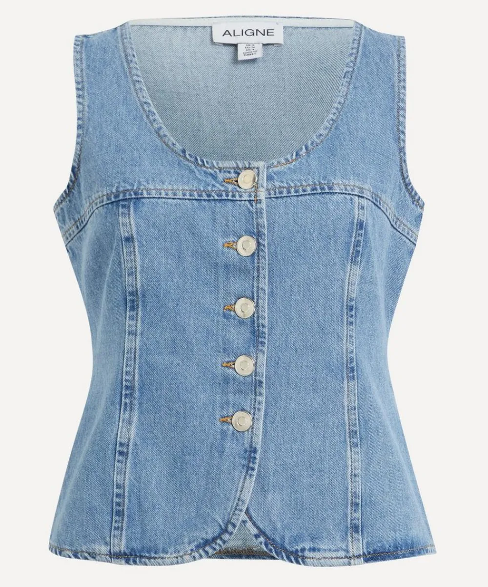 Aligne Tops^Ariella Buttoned Denim Top