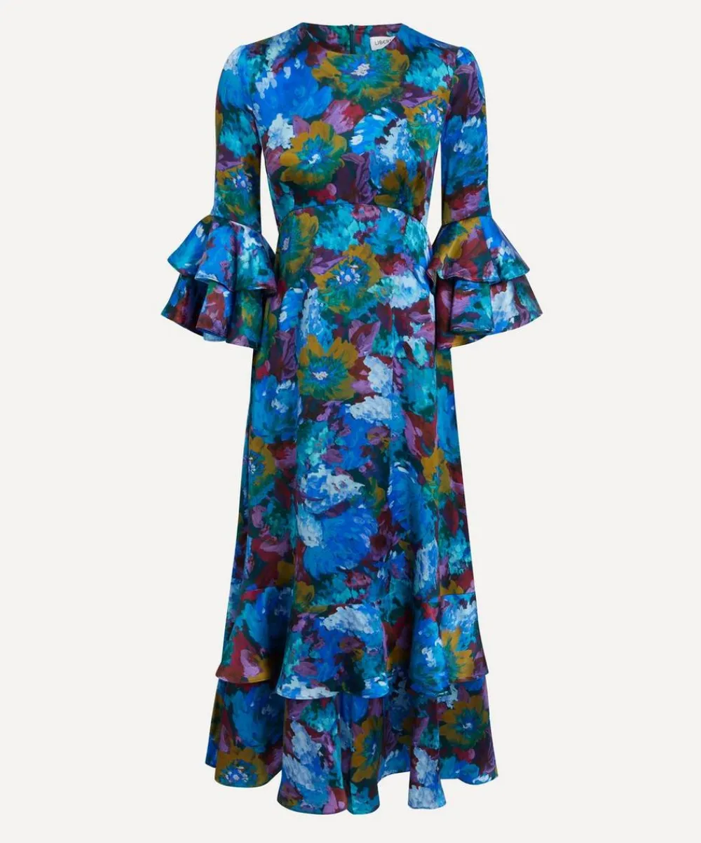 Liberty Dresses^Artist's Bouquet Silk Satin Gala Maxi Dress