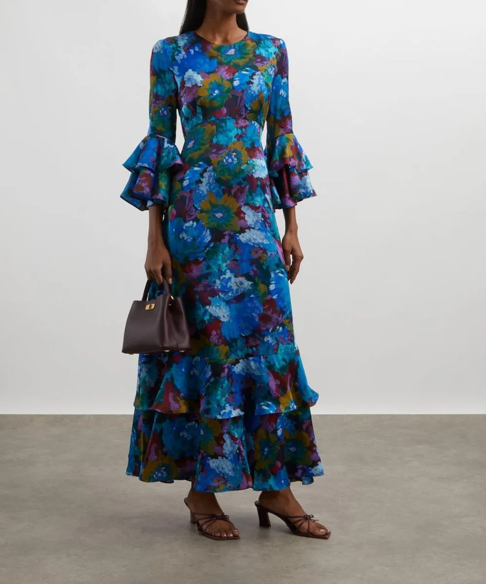 Liberty Dresses^Artist's Bouquet Silk Satin Gala Maxi Dress
