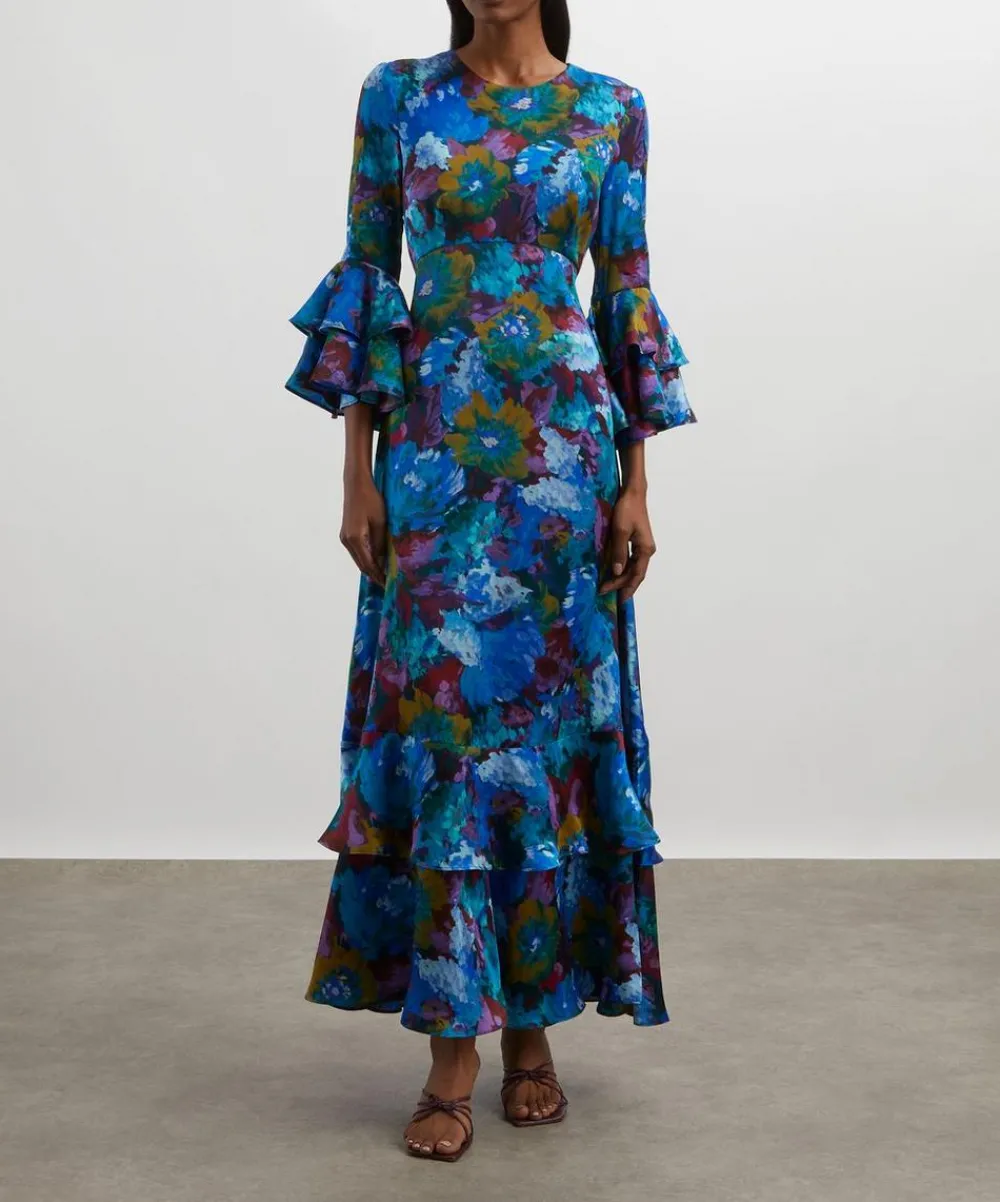 Liberty Dresses^Artist's Bouquet Silk Satin Gala Maxi Dress