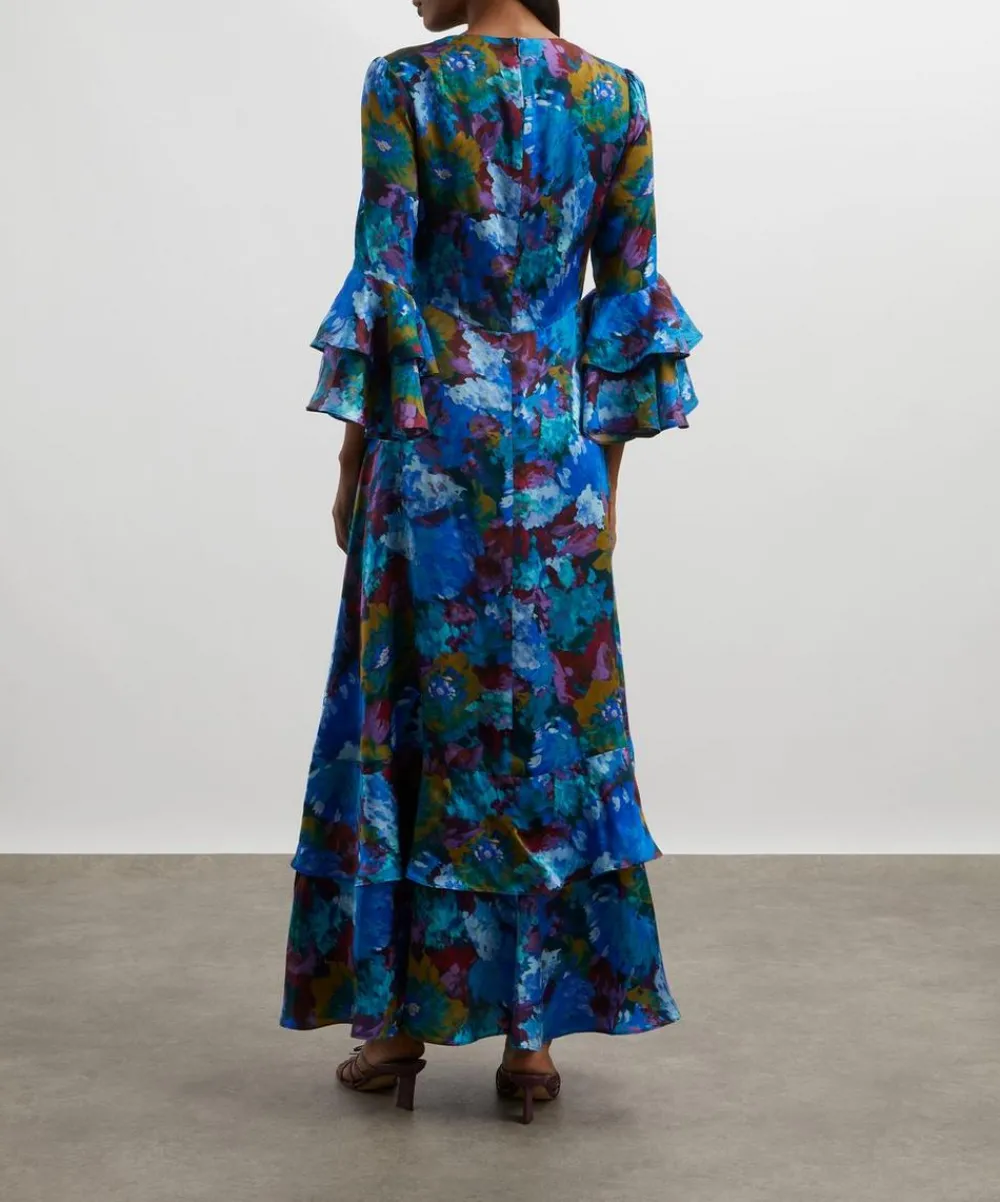 Liberty Dresses^Artist's Bouquet Silk Satin Gala Maxi Dress