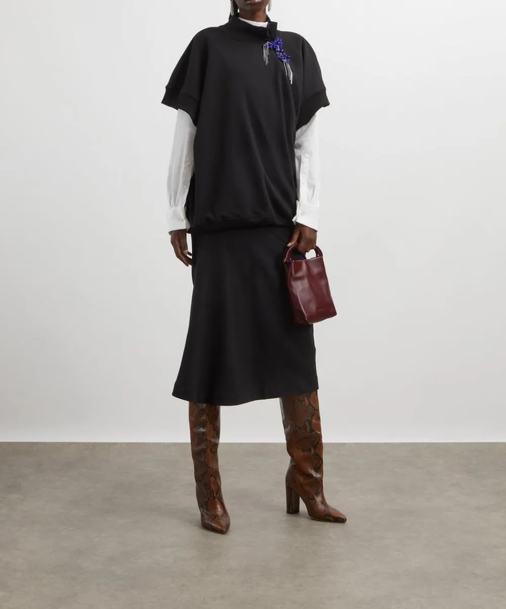 Dries Van Noten Skirts^Asymmetric Cotton Jersey Midi Skirt