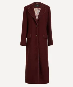 Etro Coats & Jackets^Aubergine Wool-Mohair Long Coat