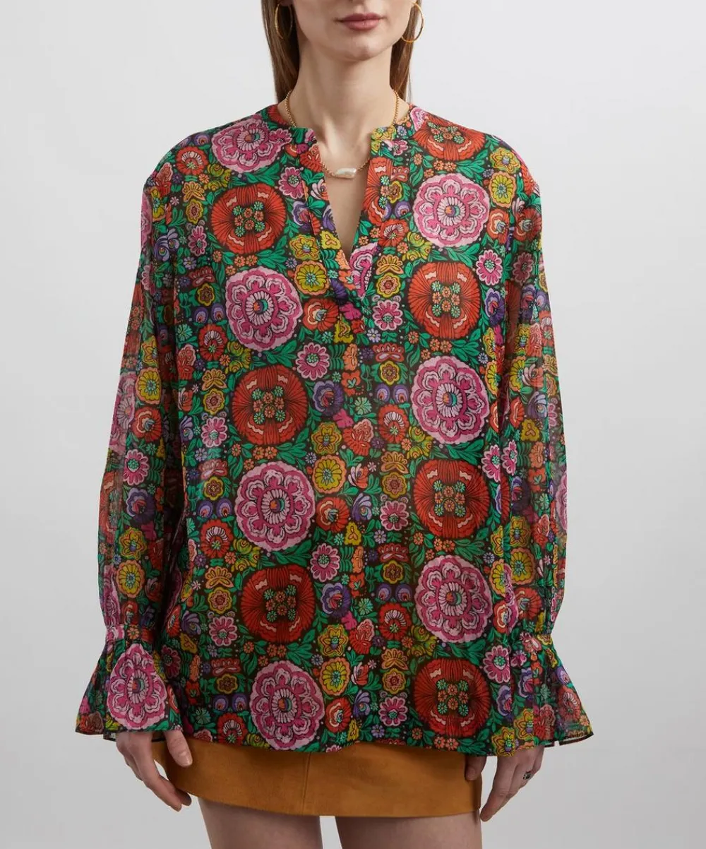 Liberty Tops^Begonia Garden Chiffon Blouse