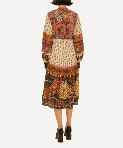 FARM Rio Dresses^Beige Ainika Flora V-Neck Midi-Dress
