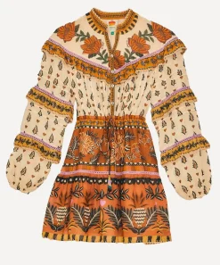 FARM Rio Dresses^Beige Ainika Floral Ruffle Mini-Dress
