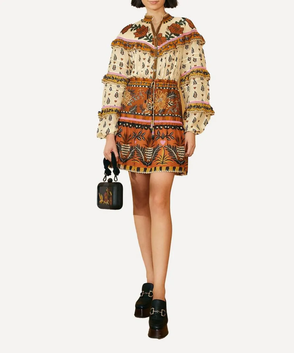 FARM Rio Dresses^Beige Ainika Floral Ruffle Mini-Dress