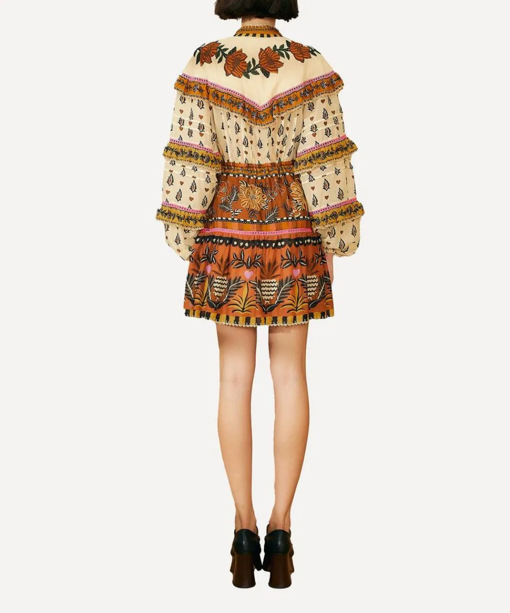 FARM Rio Dresses^Beige Ainika Floral Ruffle Mini-Dress