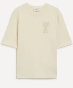 Ami Tops^Beige de Coeur Patch T-Shirt