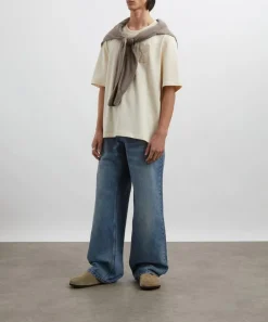 Ami Tops^Beige de Coeur Patch T-Shirt
