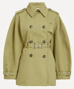 Ganni Coats & Jackets^Beige Heavy Twill Midi Trench Coat