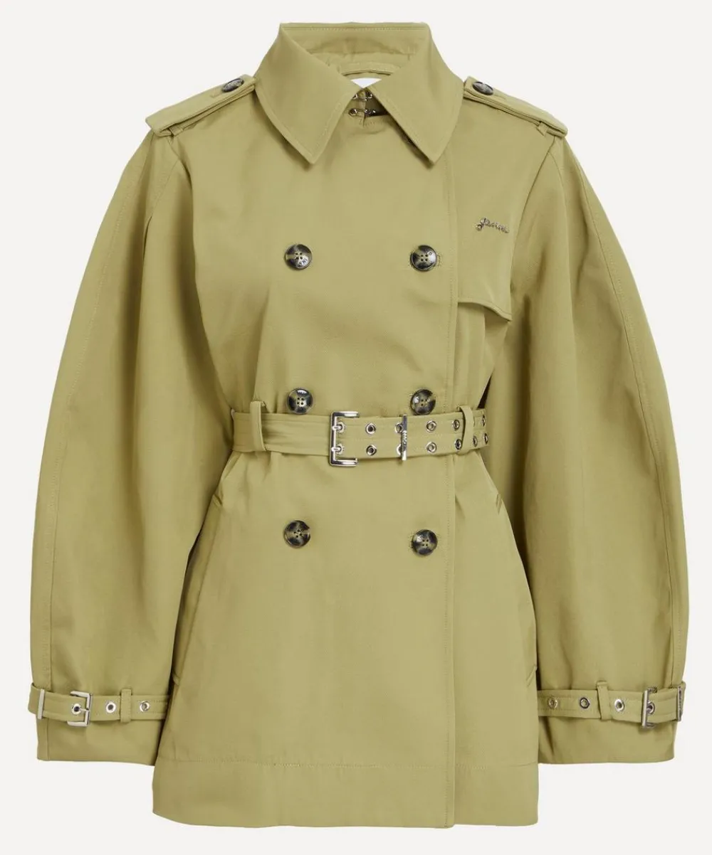 Ganni Coats & Jackets^Beige Heavy Twill Midi Trench Coat