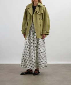 Ganni Coats & Jackets^Beige Heavy Twill Midi Trench Coat