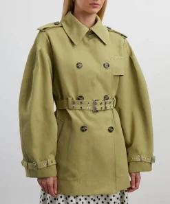 Ganni Coats & Jackets^Beige Heavy Twill Midi Trench Coat