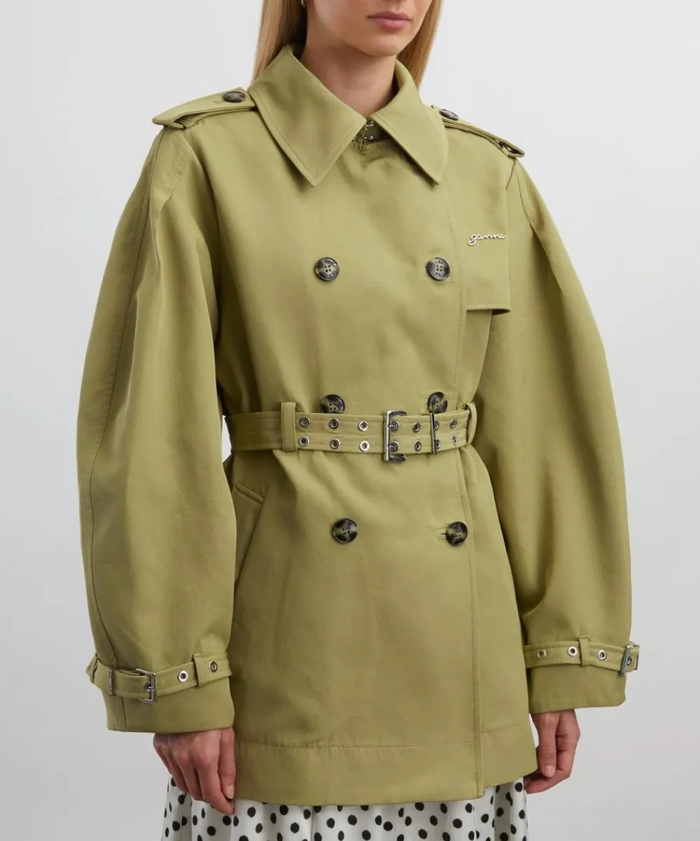 Ganni Coats & Jackets^Beige Heavy Twill Midi Trench Coat