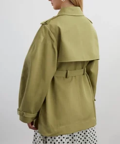 Ganni Coats & Jackets^Beige Heavy Twill Midi Trench Coat