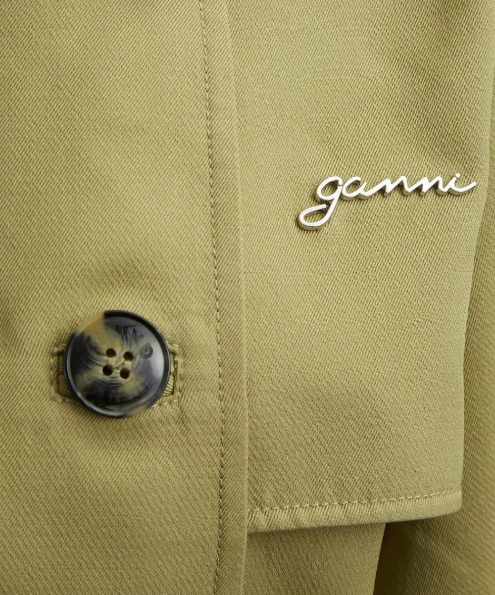 Ganni Coats & Jackets^Beige Heavy Twill Midi Trench Coat