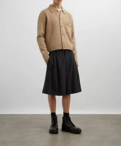 Dries Van Noten Knitwear & Sweats^Beige Ribbed Wool Cardigan