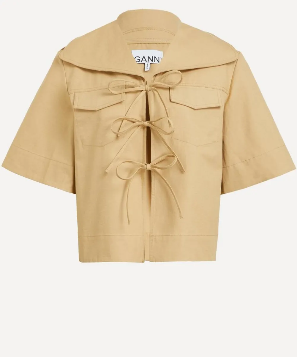 Ganni Tops^Beige Stretch Cotton Blouse