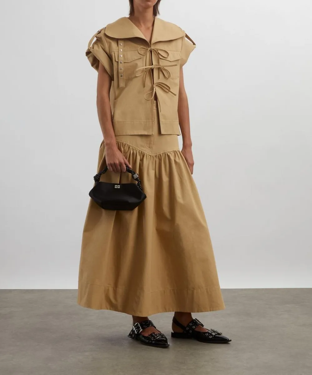 Ganni Tops^Beige Stretch Cotton Blouse