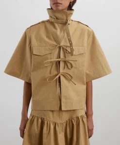 Ganni Tops^Beige Stretch Cotton Blouse