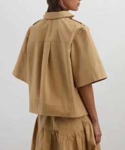 Ganni Tops^Beige Stretch Cotton Blouse