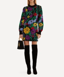 FARM Rio Dresses^Black Bucolic Garden Sweater Dress