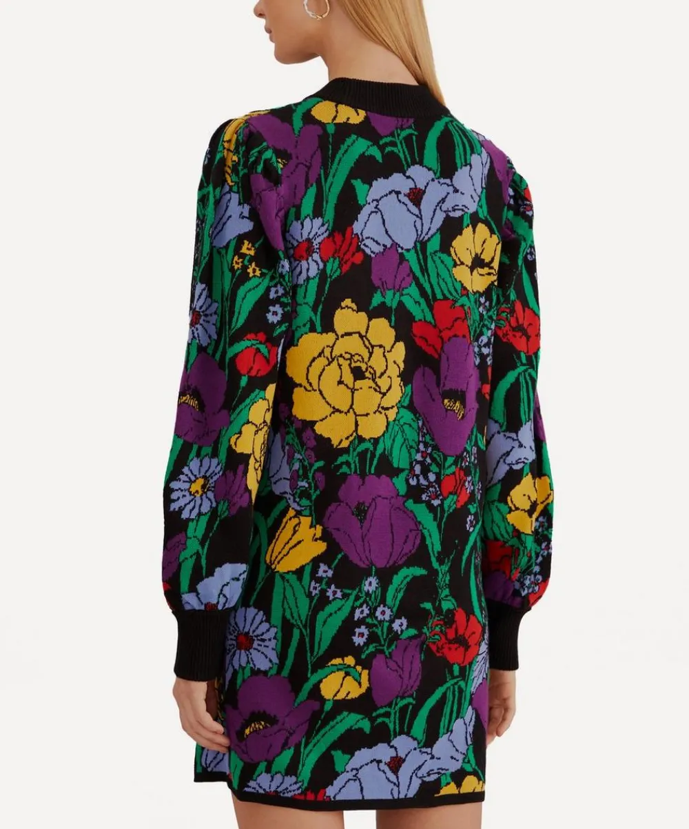 FARM Rio Dresses^Black Bucolic Garden Sweater Dress