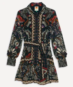 FARM Rio Dresses^Black Classic Garden Long Sleeve Mini-Dress