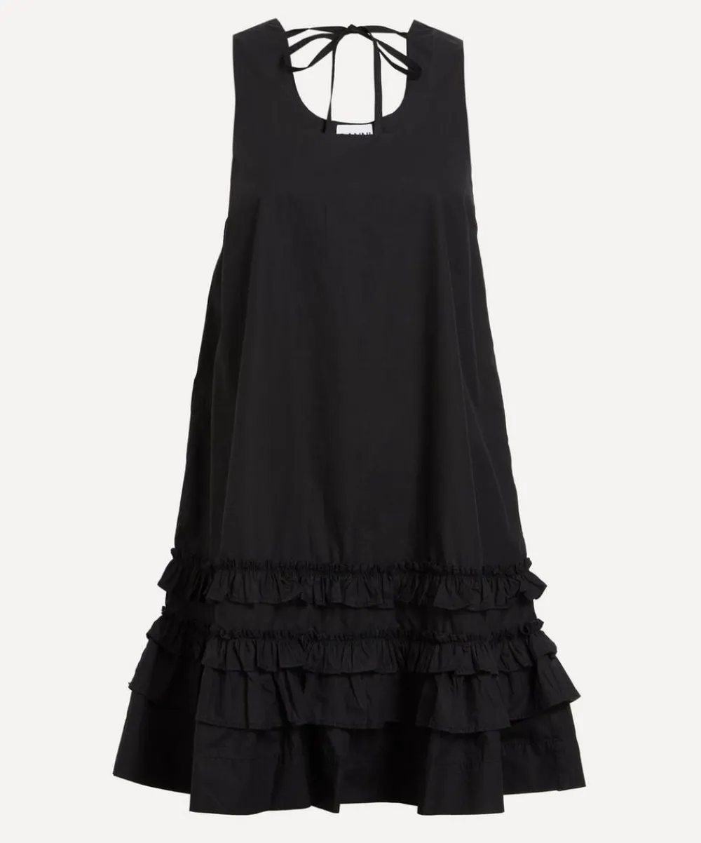 Ganni Dresses^Black Cotton Poplin Mini Dress
