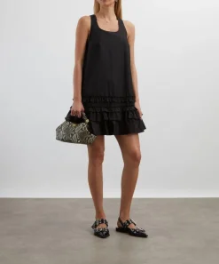 Ganni Dresses^Black Cotton Poplin Mini Dress