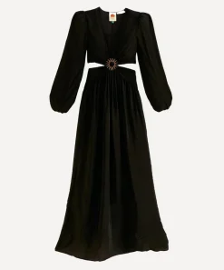 FARM Rio Dresses^Black Cut-Out Long-Sleeve Maxi-Dress