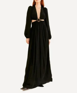 FARM Rio Dresses^Black Cut-Out Long-Sleeve Maxi-Dress