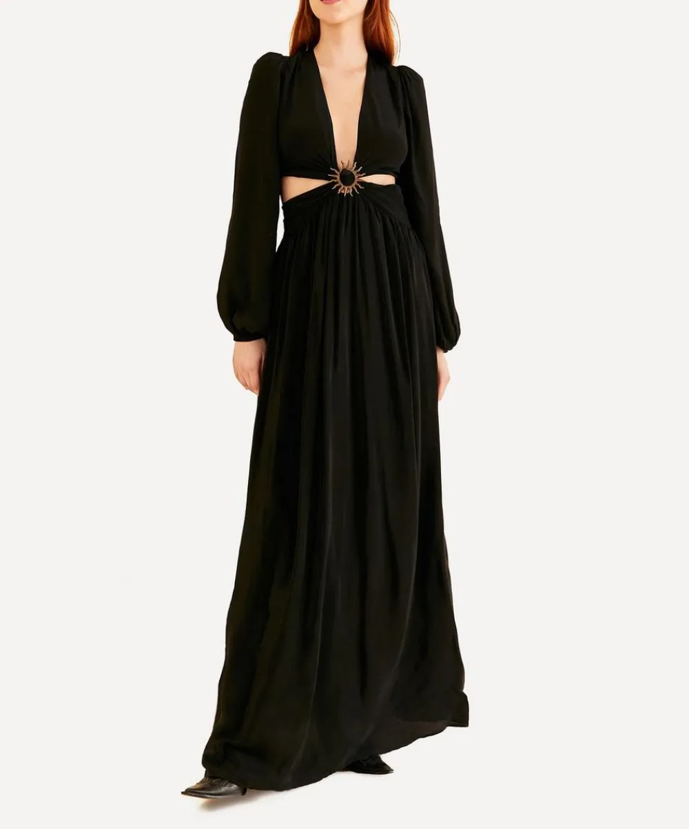 FARM Rio Dresses^Black Cut-Out Long-Sleeve Maxi-Dress