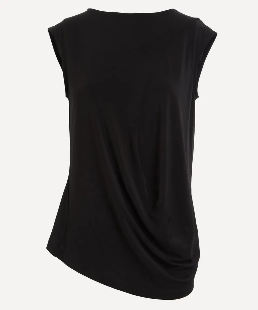 Issey Miyake Tops^Black DRAPE JERSEY-56 Top
