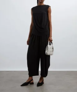 Issey Miyake Tops^Black DRAPE JERSEY-56 Top