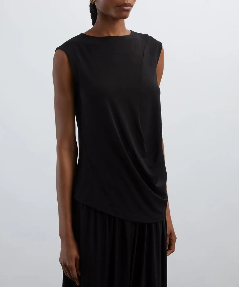Issey Miyake Tops^Black DRAPE JERSEY-56 Top