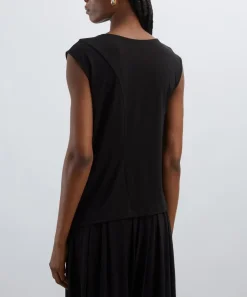 Issey Miyake Tops^Black DRAPE JERSEY-56 Top