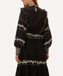 FARM Rio Tops^Black Embroidered Ruffle Long Sleeve Blouse