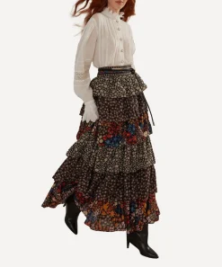 FARM Rio Skirts^Black Jujus Garden Midi Skirt