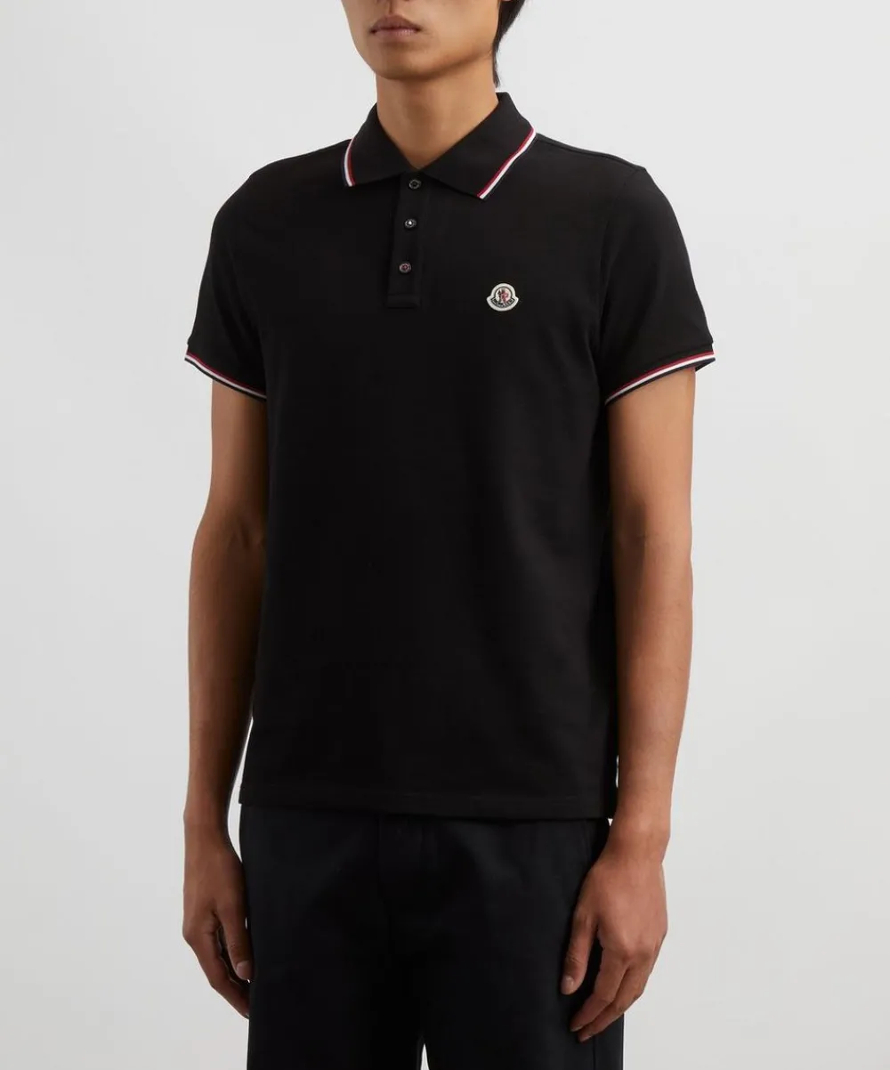 Moncler Tops^Black Logo Patch Polo Shirt