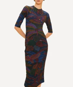 FARM Rio Dresses^Black Midnight Island Short-Sleeve Midi-Dress