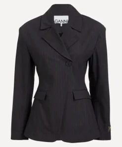 Ganni Coats & Jackets^Black Pinstripe Blazer