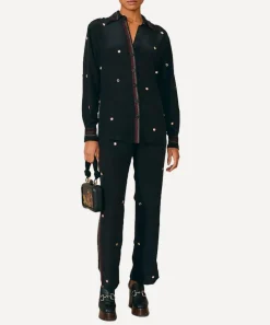 FARM Rio Trousers & Shorts^Black Rainbow Beaded Mirror Trim Trousers