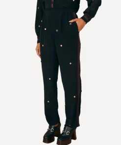 FARM Rio Trousers & Shorts^Black Rainbow Beaded Mirror Trim Trousers