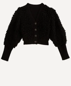 FARM Rio Knitwear^Black Textured V-Neck Cardigan